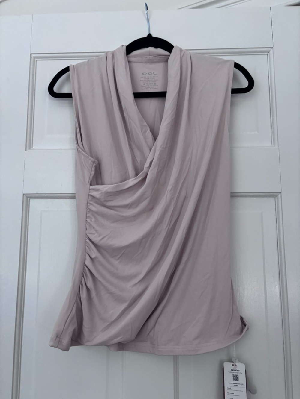 OGL Draped Sleeveless Top in Tan